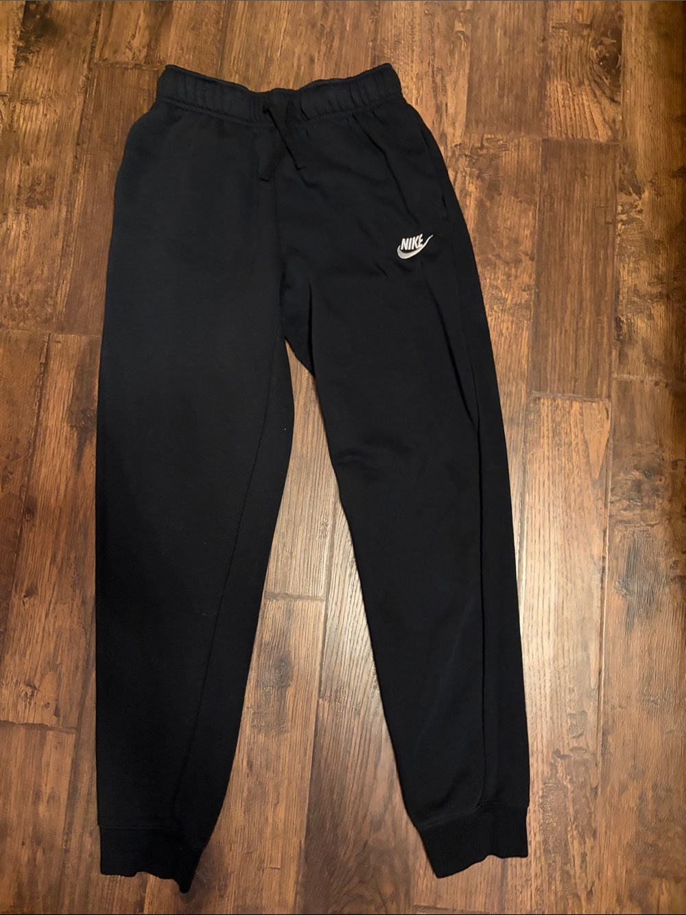 Nike Black Kids Jogger Sweatpants with White Swoosh